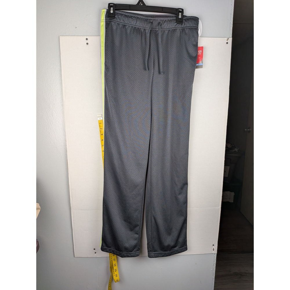 Danskin Now Kids Grey Mesh Track Pants Neon‎ Yellow Stripe Size Small 4-6 NEW